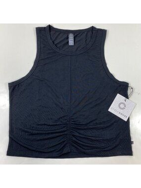 Cycle House Womens Ruched Black Sleeveless Summer Tank Top Size Large